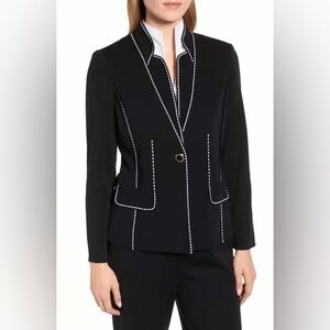 Ming Wang Black Blazer with White Contrast Stitching, Size PXS, Great Condition